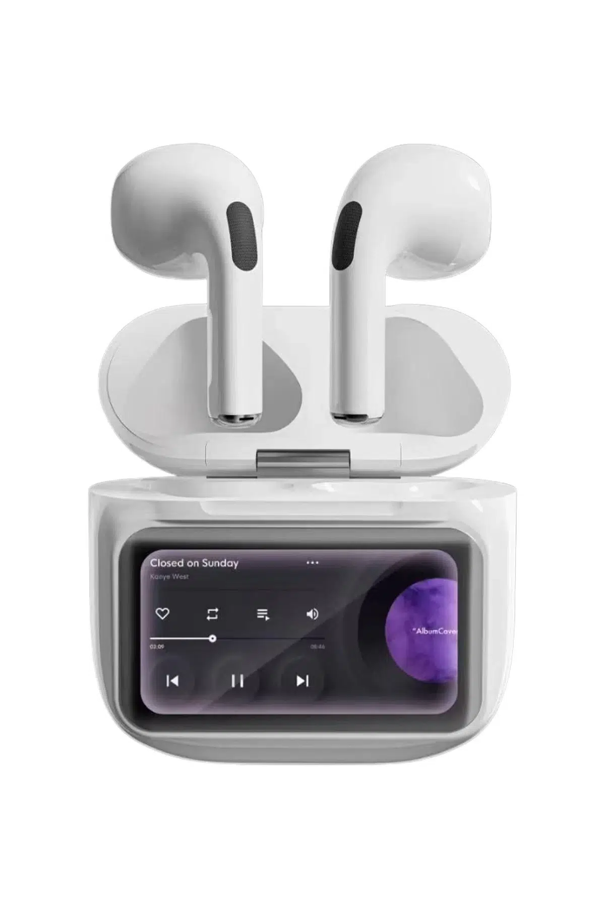 URR Dijital Dokunmatik Ekranlı TWS Airpods Bluetooth Kulaklık - Beyaz