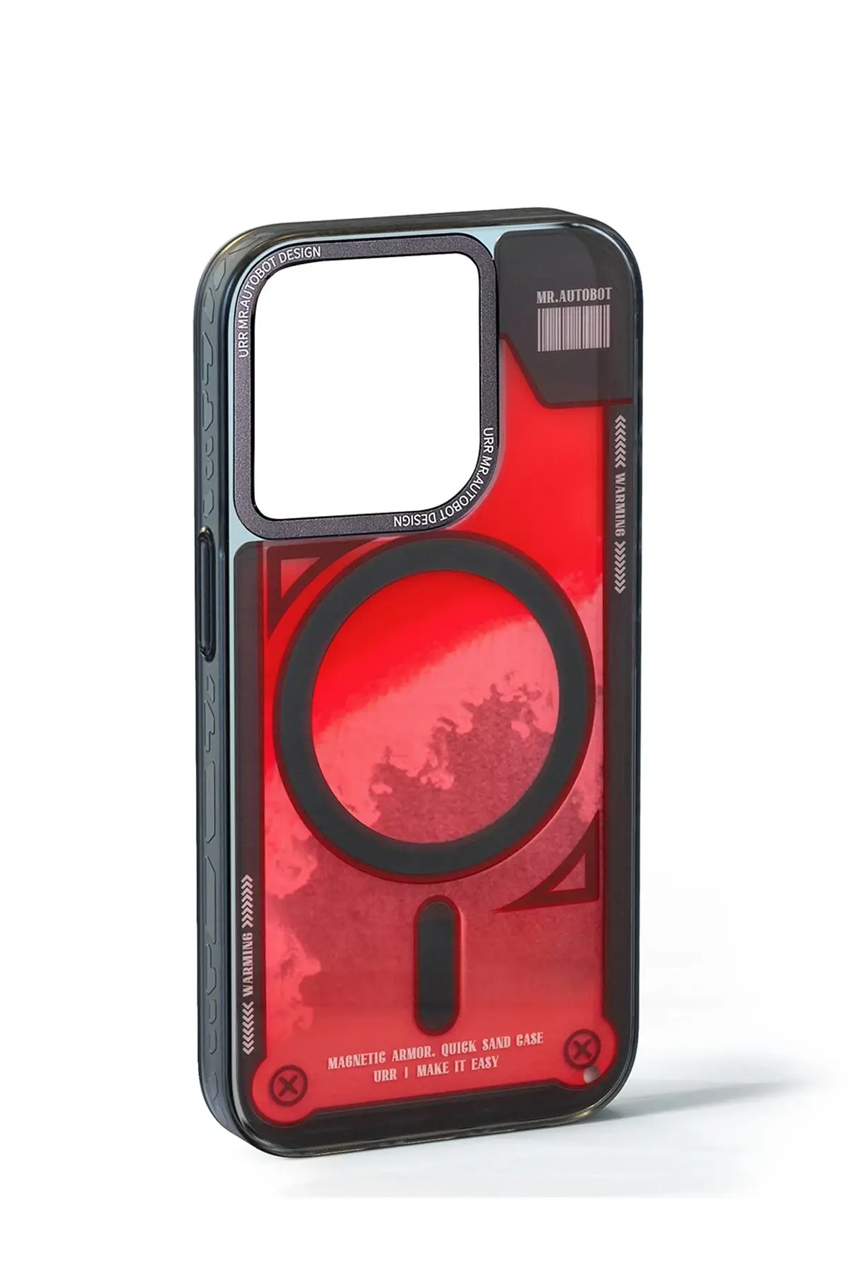 URR iPhone 15 Pro Max Overflowing Sands Clear Magsafe Kapak - Kırmızı