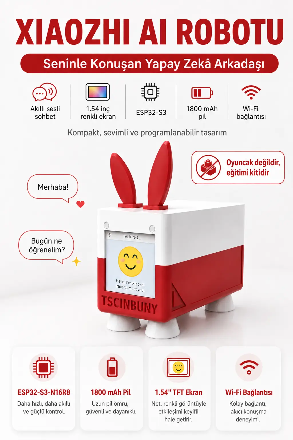 AI Akıllı Eğitim Asistanı DeepSeek XiaoZhi Yapay Zeka Sesli Sohbet Robotu Ders Çalışma Arkadaşı