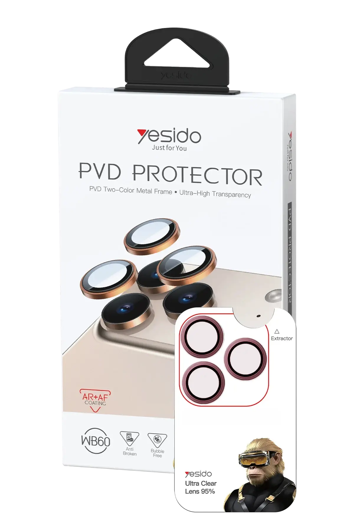 Yesido Apple iPhone 18 Pro Max WB60 Metal Kamera Lens - Bordo
