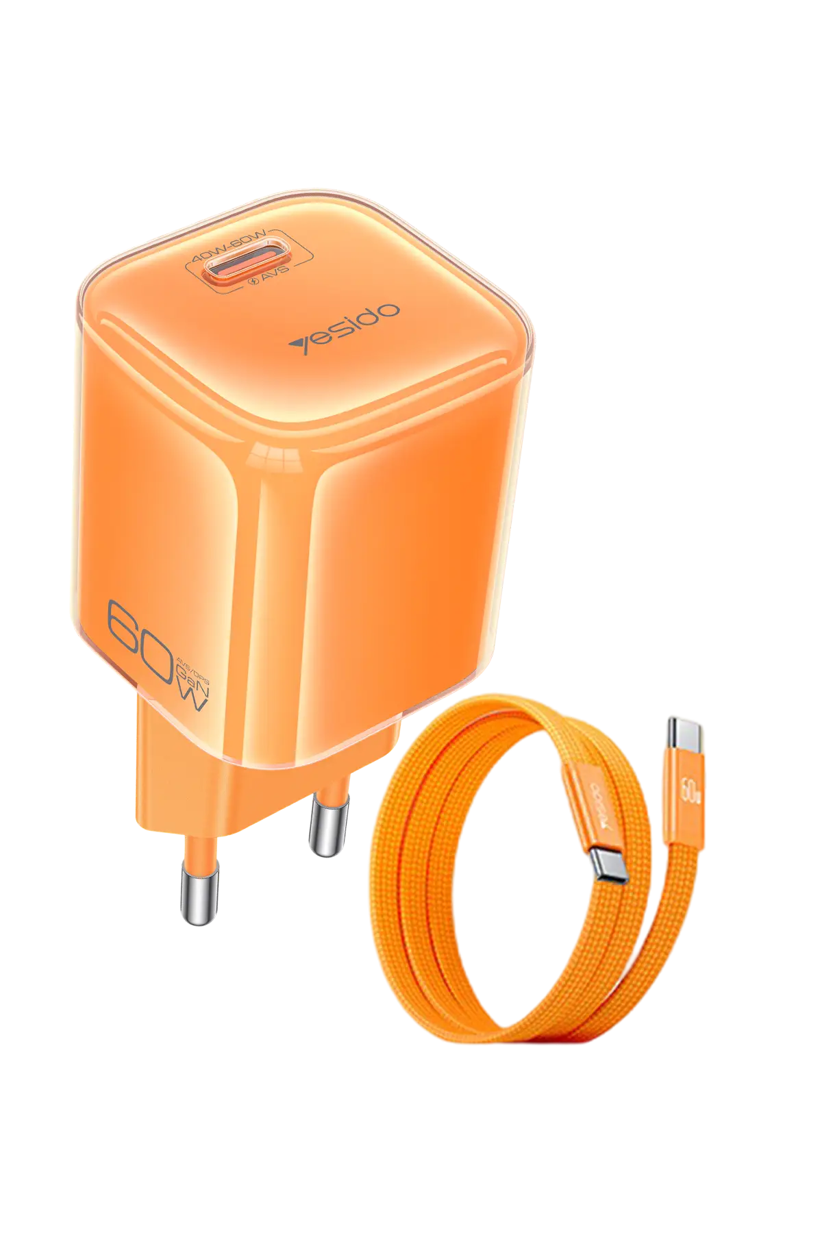 Yesido YC117 60W Type-C GaN Hızlı Şarj Cihazı - Turuncu